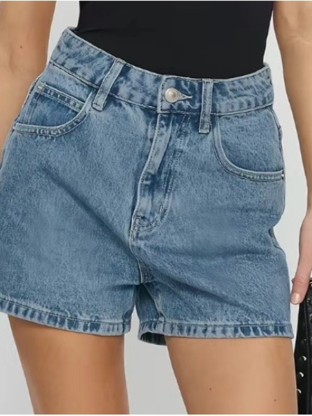 Princess Polly Light Blue High-Waist Denim Shorts